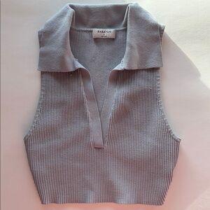 Aritzia Gray Sleeveless Collared Top